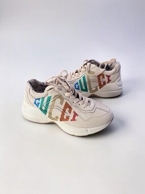 Gucci Pre Loved Sneakers with Multicolor Glitter Logo